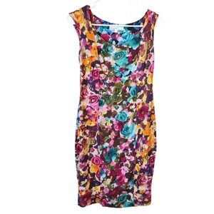 Piu & Piu Italy Womens Floral Sheath Dress Multi Color Size 2 XS Coquette